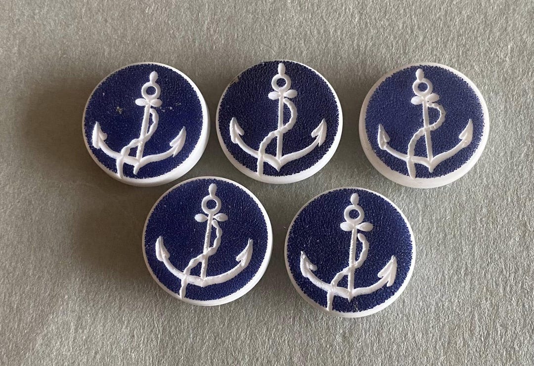 Vintage Navy Anchor Buttons – Set of 5 – 20mm Plastic Nautical Buttons ...