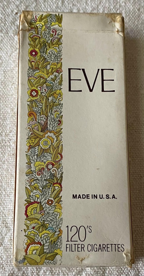 Vintage Eve 120's Cigarette Pack – Empty Floral American Luxury Box Only,  Empty Cigarette Pack, Collectible Cig Pack, Gold Foil Carton, Prop