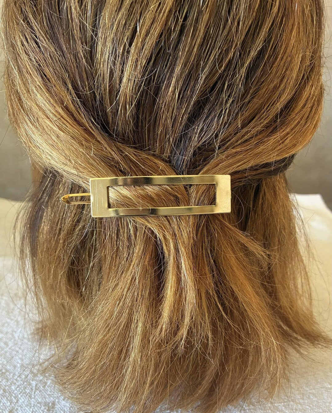 Updo Barette Vintage French Gold Rectangular Hair Barrette – Breveté Patented Clip ...