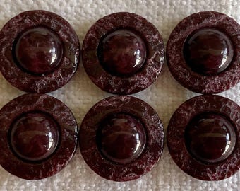 Vintage Bordeaux Plastic Buttons | Set of 6 | Two Sizes 17.6mm & 22.9mm |blazer replacement, sewing supplies, classic menswear diy, etsy sel