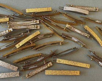Vintage, 2 fermagli per capelli, fermagli per capelli, stile retrò anni '80, acrilico e metallo, fermaglio oro e argento, mini fermaglio, fermaglio Delcia France, fermaglio classico per acconciatura raccolta