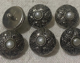 Vintage Acrylic Buttons Gold & Silver Pearl Center 11mm 13mm 18mm NOS Sewing Buttons Set Retro Dress Coat Craft etsy sellers, diy sewing pro