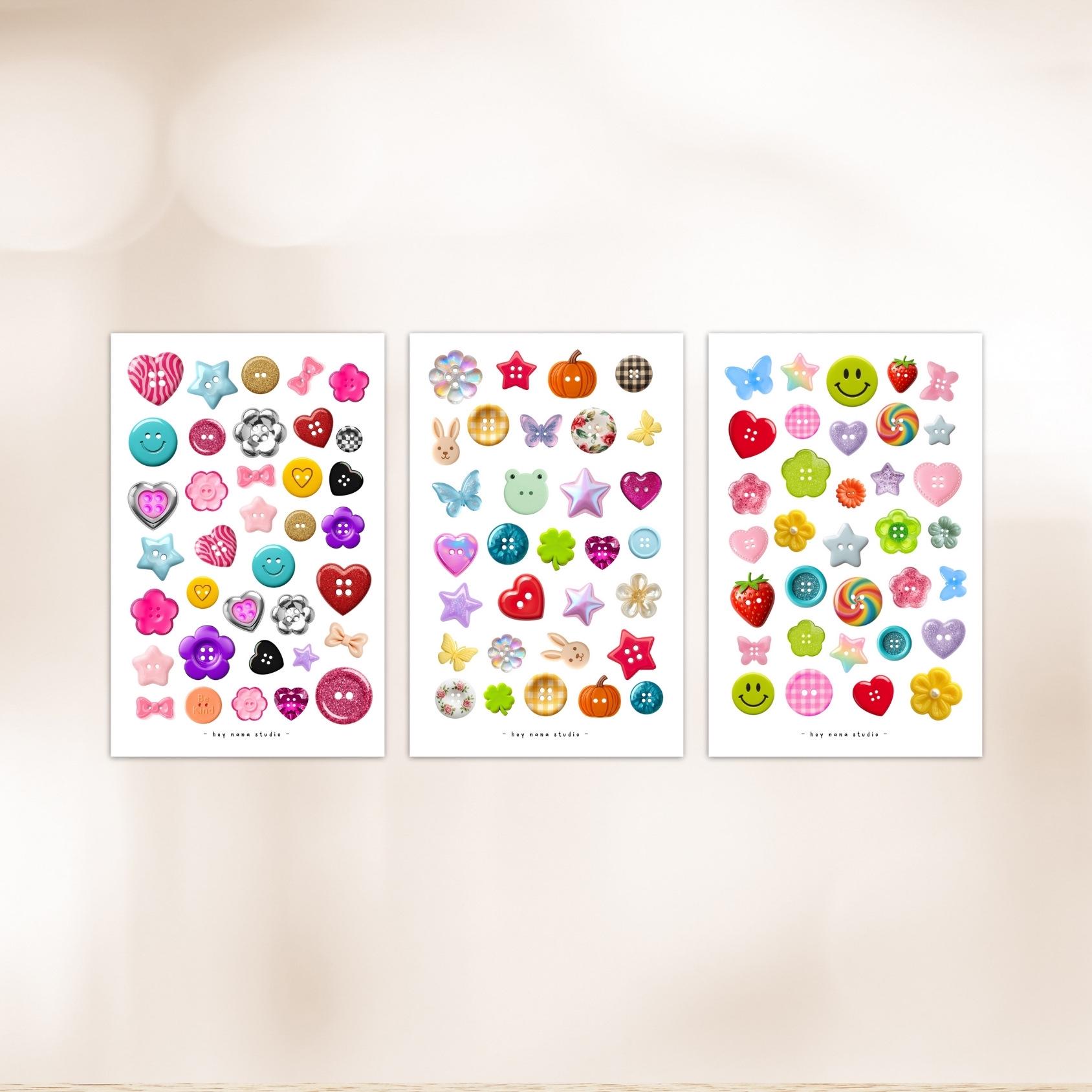 Buttons Printable Junk Journal Sticker Sheet | Collage Journal Kit ...
