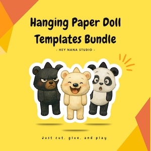 Printable Hanging Paper Doll Templates Pattern  — 3 Set Bundle  Craft for Kids PDF | Instant Download | DIY Swing Jointed Paper Doll Kit
