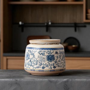 Handmade Blue White Porcelain Candy Jar – Ceramic Tea Jar, Jewelry Holder, Food Storage Box – Chinese Decor Gift for Eid, Thanksgiving