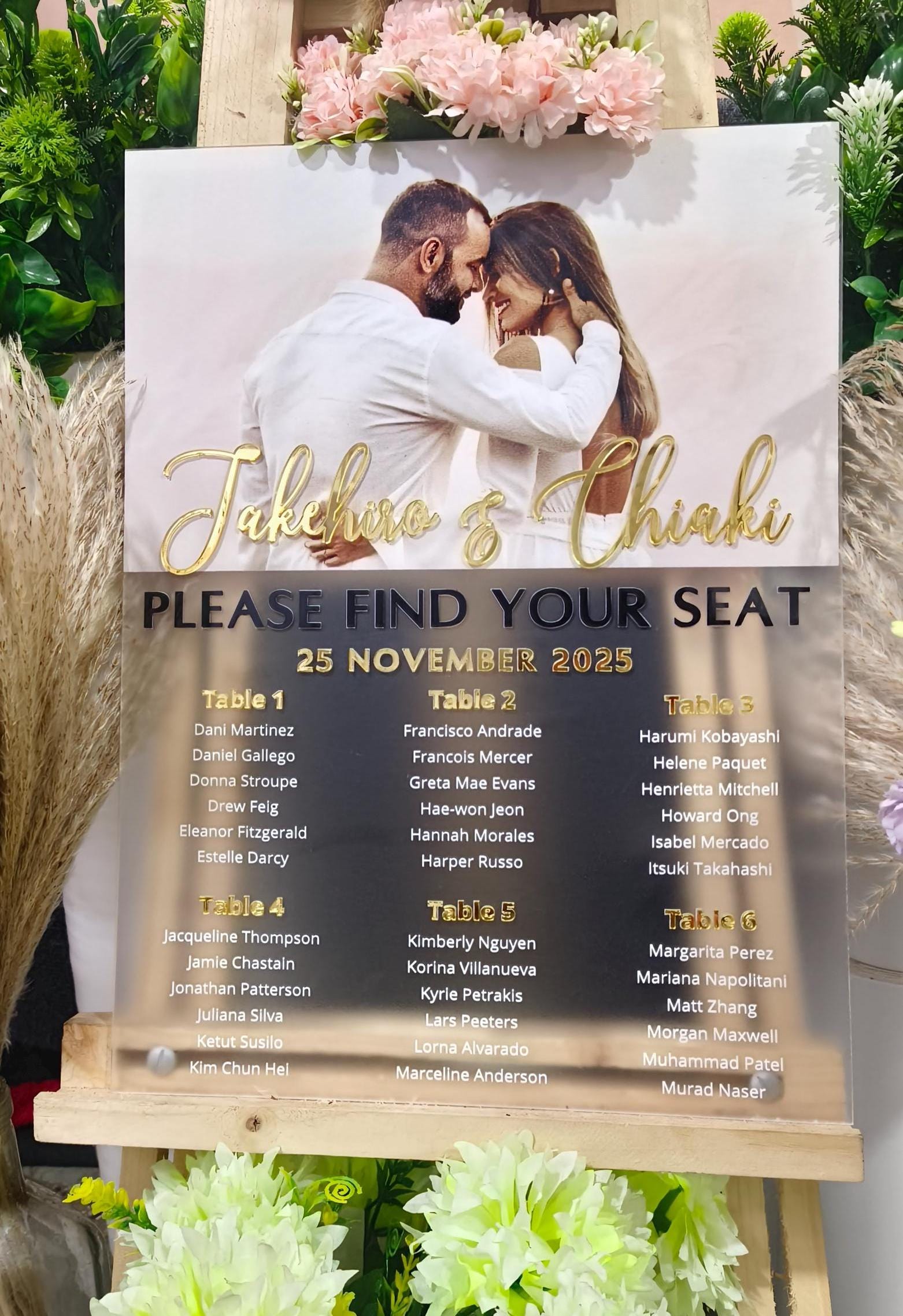 Personalized Photo Wedding Acrylic Seating Chart Sign