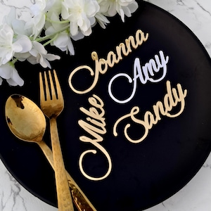 Gold Mirror place cards, Luxury Wedding Place Cards, Gold Mirror TAGS, Laser cut names Acrylic Wedding place cards, Place Cards,
