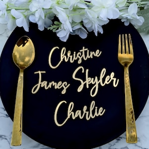 Gold Mirror place cards, Luxury Wedding Place Cards, Gold Mirror TAGS, Laser cut names Acrylic Wedding place cards, Place Cards,