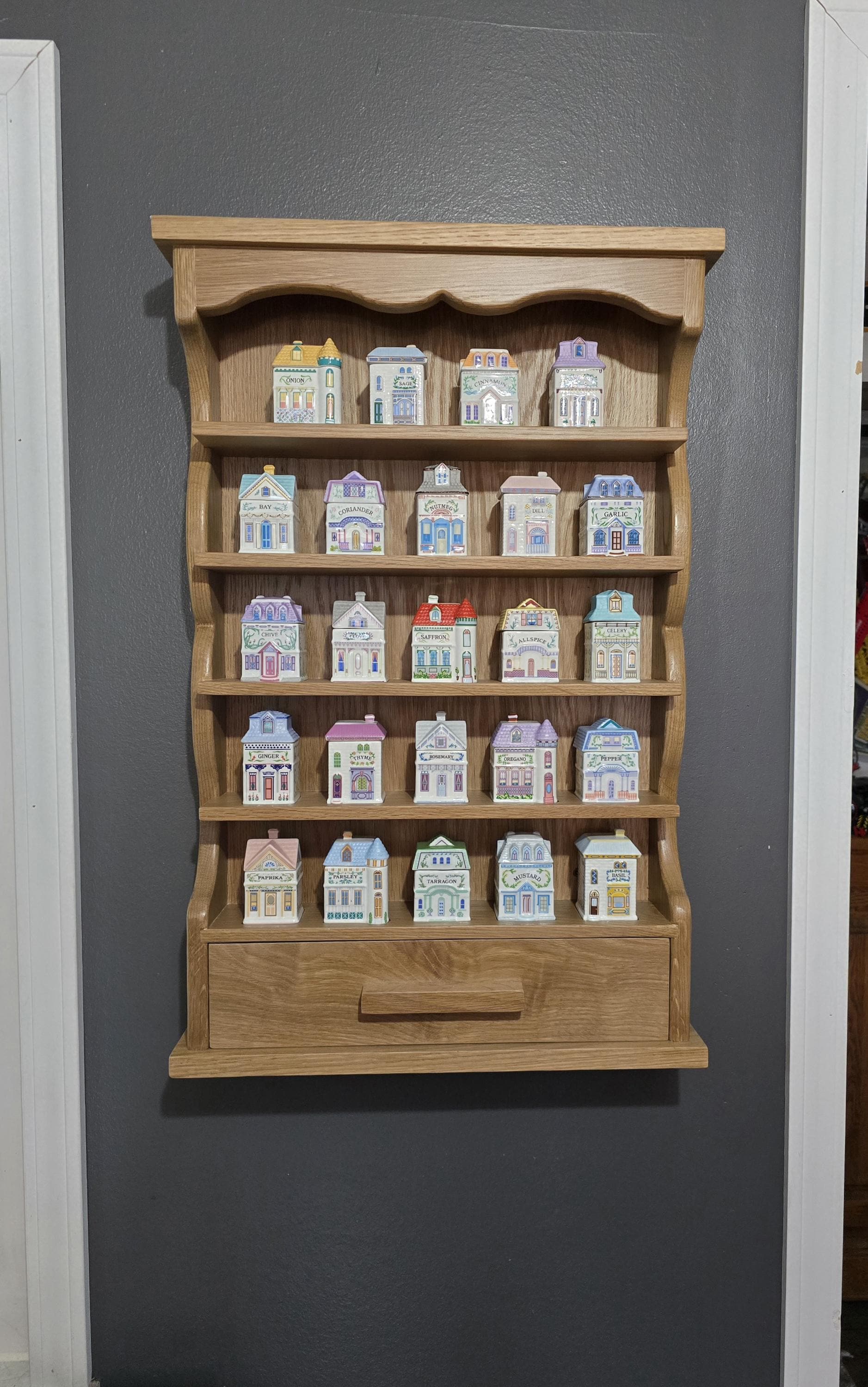 ビンテージ 入手困難　レノックス スパイスケース スパイスラック 木製 アメリカ 希少なヴィンテージ レノックス スパイス ビレッジ ジャー：1989