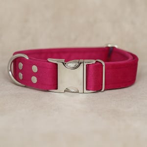 Handmade Velvet Dog Collar with Fuchsia Buckle