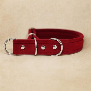 Handmade Velvet Half-Choke Dog Collar Wine