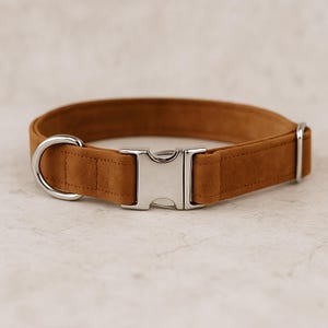 Handmade Velvet Dog Collar with Buckle Chocolate