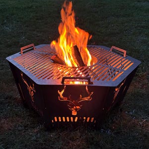 Foldable Fire Pit Grill: “Iron Deer” Portable Camping Cookware