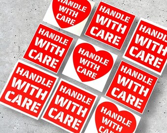 Handle With Care sticker set of 12 - Red