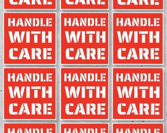 Handle With Care sticker set of 12 - Red Square