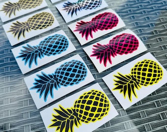 Upside-Down Pineapple Sticker Set: Custom Color Vinyl Decals