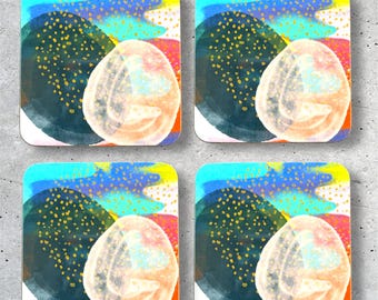 Abstract Art Coaster Set - mix set of Four - Blobs