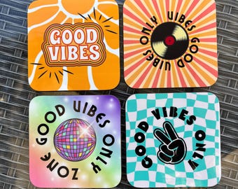 Retro Coaster Set: 70s 80s 90s Inspired Drink Coasters