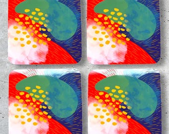 Abstract Art Coaster Set - mix set of Four - Dots