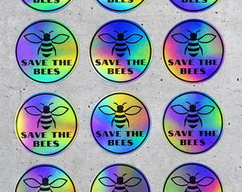 Save The Bees sticker set - Holographic set of 12