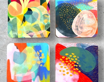 Abstract Art Coaster Set - mix set of Four - hardback