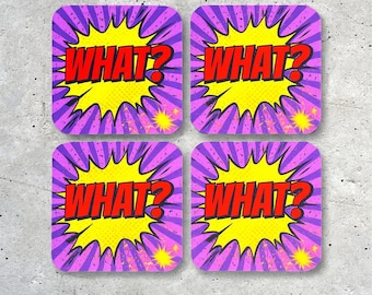 Retro Coaster - WHAT? Set of four