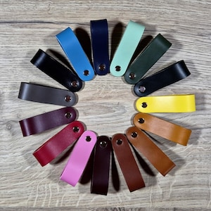 Drawer Pulls - Handcrafted Italian Leather Pull: Cabinet, Cupboard and Door Pull with Nickel Fittings.