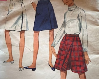 Butterick pattern 4720 original pattern 1960s style culottes over skirt  waist 27