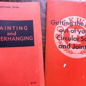 Sale 2 Vintage Books 1953 Vintage Drake's Handyman Series Painting  Paperhanging Wallpaper Circular Saw Vintage 50s Mid Century How To Books