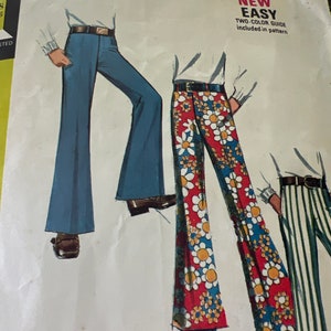 Vintage 70s Pants McCalls 2263 size 7 BOYS waist 23 hip 27 70s Bell Bottom Pants