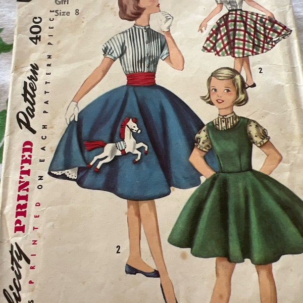 Vintage 50s jumper, blouse and skirt with horse transfer Simplicity No. 1741 Pattern Size 8 VINTAGE 50s orig pattern