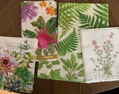 Lot of 10 Botanical Paper Napkins for Decoupage Ephemera Junk Journal Collage Scrapbooking crafts mixed Media
