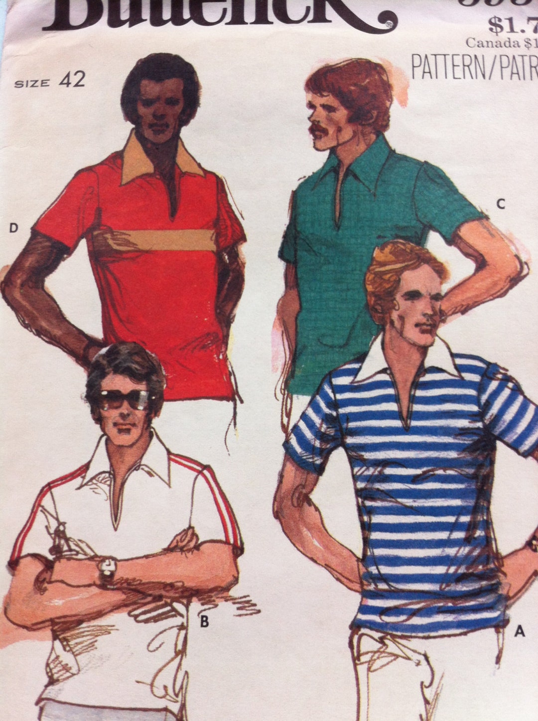 速くおよび自由な Vintage Polo Men 42 Size 5936 No. Butterick 80s or 70s トライアルセット・サンプル