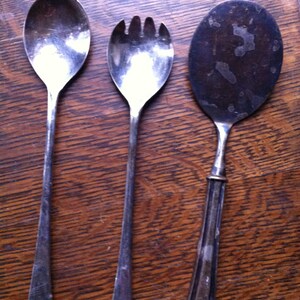 Vintage Sheffield England Spoon and Fork Flat Serving Utensil (unmarked) Vintage Serving Pieces Great for Shabby Chic Wedding or Picnic SALE