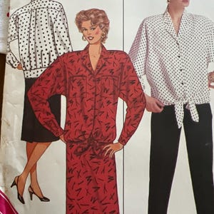 Butterick pattern 3988 original pattern 1986 EASY sizes 8 10 12 Shirt, Skirt Pants loose fit with tie ends tapered pants straight skirt 80s