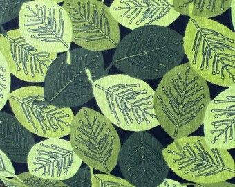 3 yards new Shades of green Leaf  Fabric 45 inches Leaf print fabric yardage. Cotton new unwashed fabric leaves three yards fabric