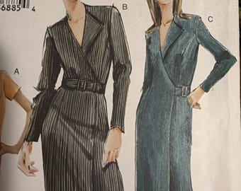 EASY Vogue 7761 Pattern Sizes 12 14 16 Misses Dress 2003 Vogue Dress Designer A-Line - wrap dress