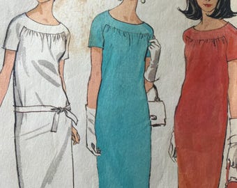 1966 McCalls 8269 orig pattern Size 14 Bust 34 dress 60s style dress front yoke belt