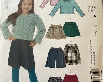 Child Top Skirt Gaucho Pattern 2007 McCalls Pattern No. M5448 Multiple Sizes 2 3 4  5  pattern