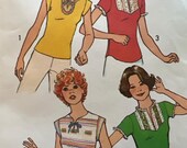 Girls Teen Simplicity 8008 orig pattern 70s style size 7 8 young junior teen KNIT only one yard top pattern pullover top Rick rack trim top