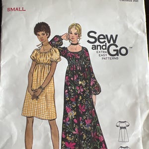 70s Vintage Butterick 6124 70s Style Pattern vintage Aline dress scoop neck high waisted dress size small 8-10 Dress pattern extra easy