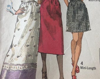 1970 Vintage Jiffy Pattern Simplicity 9099 Size 14 waist 27  Misses' Skirts mini midi maxi orig pattern