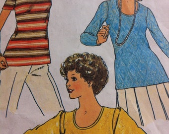 Vintage 70s TOP Pattern SIMPLICITY No. 7307 Size 12 Bust 34 Stretch KNITS Only Top and Shawl