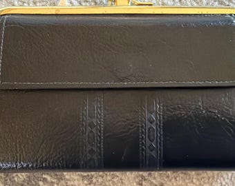 Vintage Meeker Leather Top Grain Black Leather Wallet Ck book CC Beautiful New Old Stock Orig Box USA made card holder NEW tooled leather