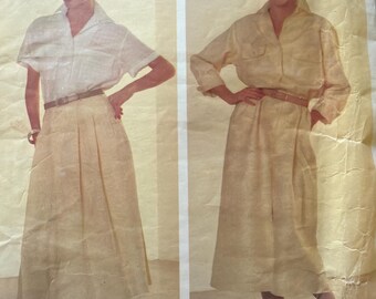Vintage Vogue DESIGNER Calvin Klein Pattern 80s No. 1320 Size 18 Original Misses Dress - Skirt - Shirt Bust 40
