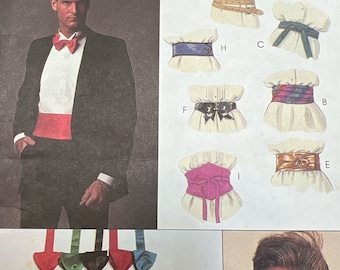 McCalls 5694 belt and Tie package Accessories  1990s Vintage McCalls 90s style pattern original pattern cummerbund bow tie belt multiple