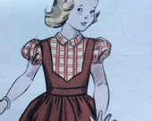 Vintage Girls Dress pattern Size 2 Vintage 40s 50s Butterick 5466 Pattern Sewing Vintage Butterick Girls Bust 21 Dress with Contrast Insets