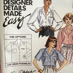 90s Pattern McCalls 4880 size 16 bust 39 1990 original pattern 3 hour blouse 3 styles buttoned blouse long or short sleeves Designer Easy
