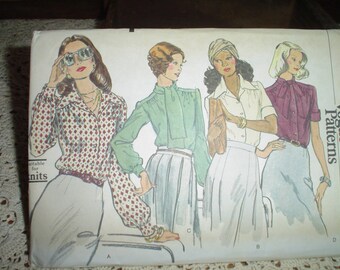 Vintage Vogue Blouse Pattern Very Easy Very Vogue Pattern Misses' Blouse Size 18 SALE