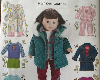Doll pattern Simplicity 5733 Elaine HEIGL design 18 inch doll pattern orig jacket, robe, top, skirt, pants pattern